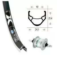 Ryde - Rigida Roue Avant 24 Pouces Avec Moyeu Dynamo Shimano DH-3N20 Et Jante Ryde X-Star 19